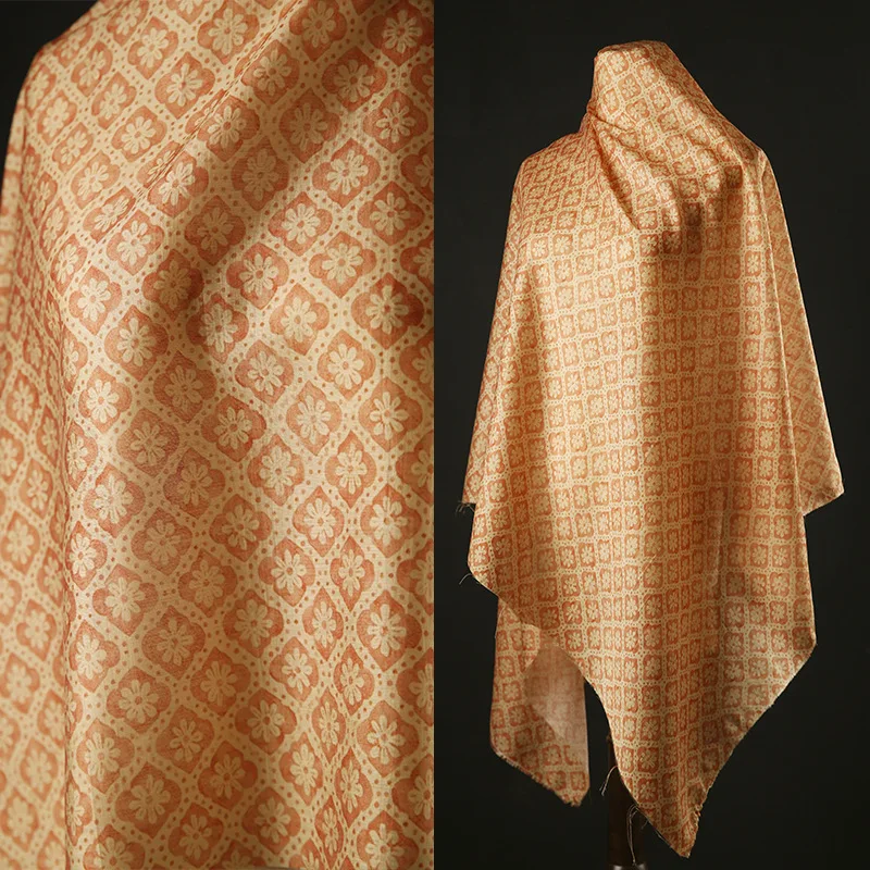 Прозрачная жаккардовая ткань для шитья, тонкие брюки, платье чонсам, полиэфирная акриловая ткань, ширина 150 см, Ромбический цветочный принт Y308