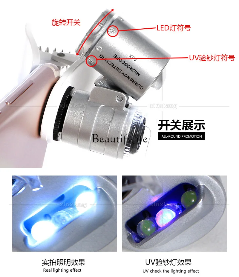 

jj4 Foreign trade general clip-on microscope 60 times magnifying mobile phone magnifying glass jewelry antique identification 98