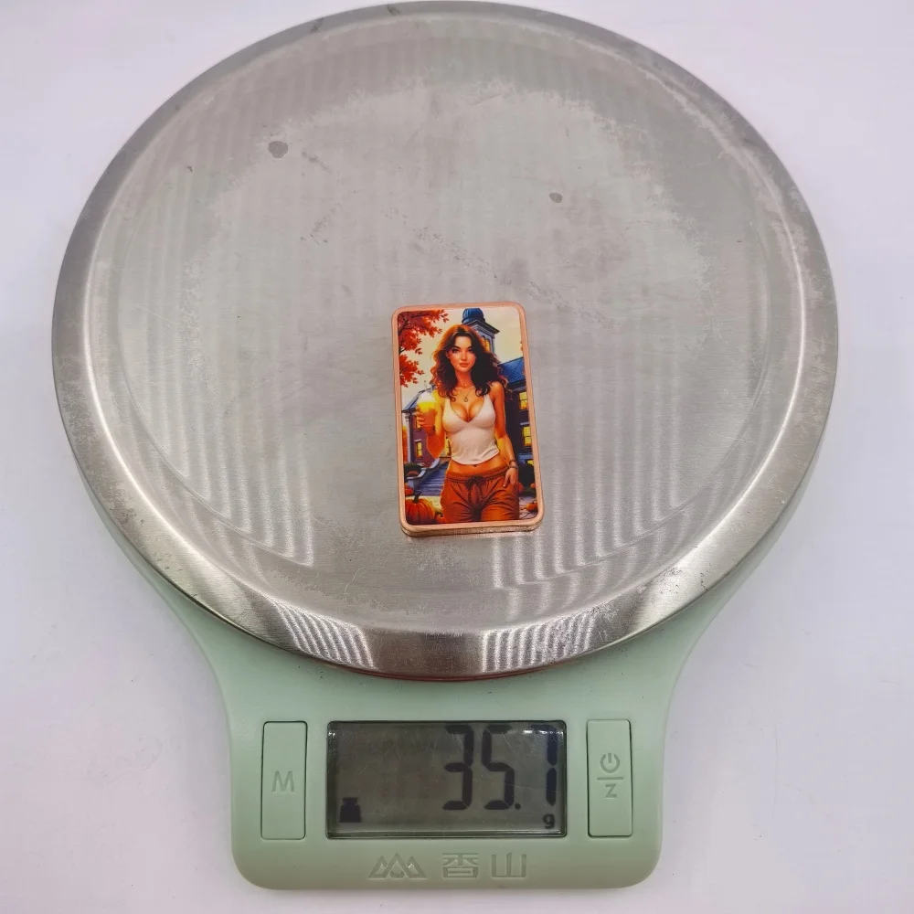 1oz .999 Fine Copper Bar Autumn School Girl Pumpkin Latte Pin-Up Art Colorized Bullion Collectible Fall Season Collectible Gift