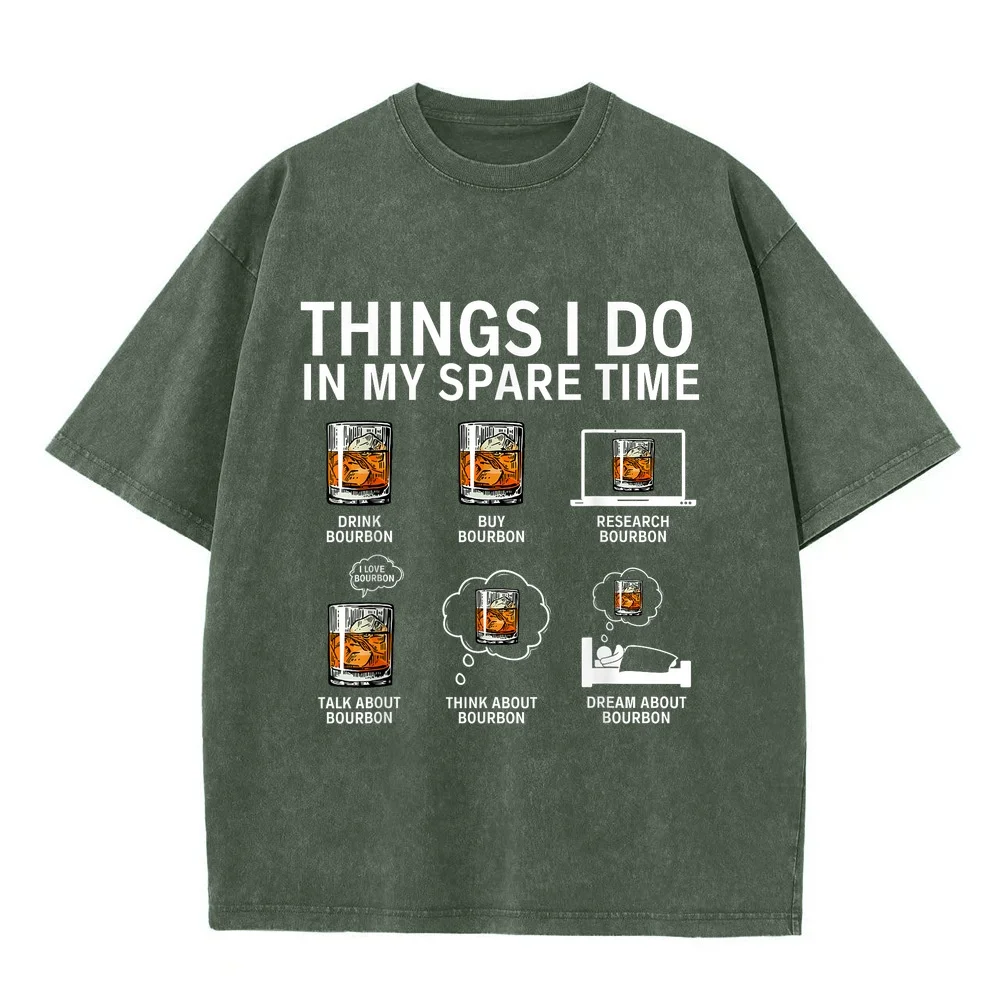 Maglietta casual da uomo Cose che faccio nel tempo libero Drink Bourbon Whiskey T-shirt Abbigliamento per adulti Maglietta con grafica divertente Uomo Summer Top