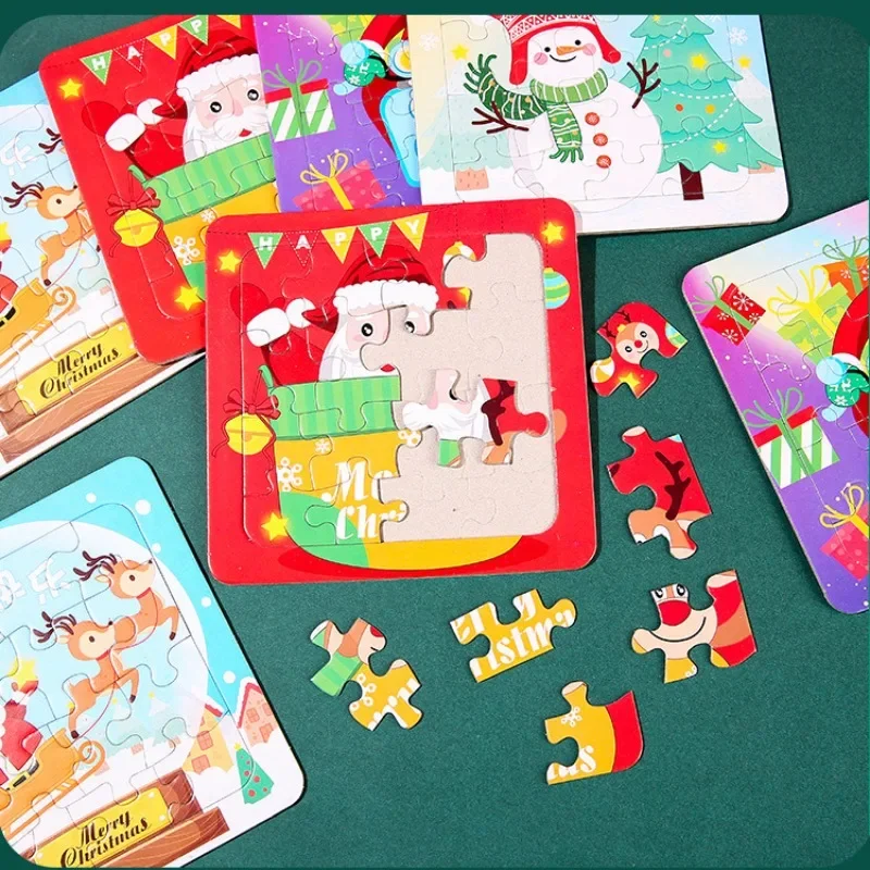 Mini Puzzle en Papier de Noël, Père Noël, Bonhomme de Neige, Cadeaux de ixd'Anniversaire pour Enfant, Récompenses de Maternelle