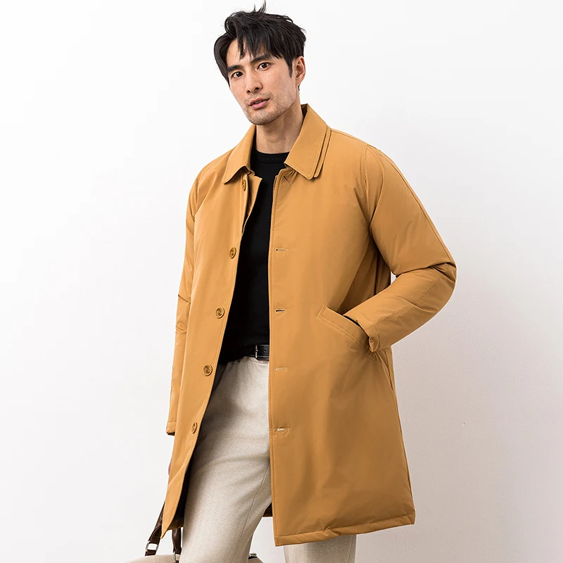 

Мужская удлиненная пуховая куртка белого цвета с наполнителем из перьев, повседневная, деловая, ветрозащитная, осенне-зимняя, новинка