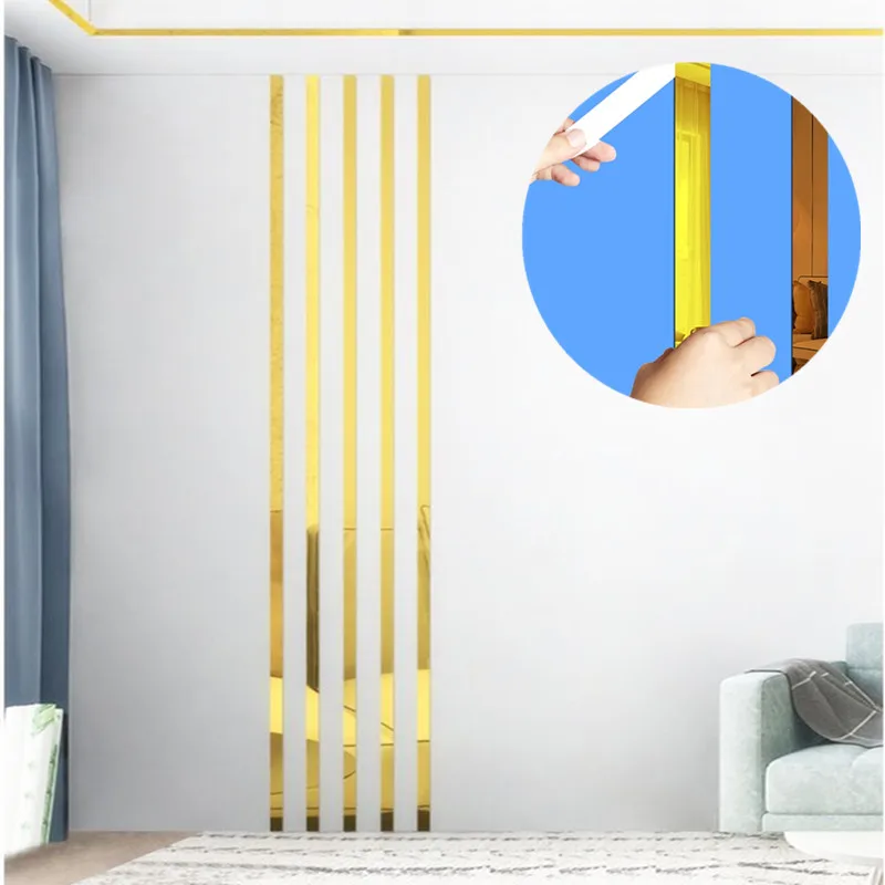 5M Stainless Steel Wall Line Stickers Metal Edge Furniture Mirror Decals Background Wall Ceiling Decorative Lines Gold Wallpaper