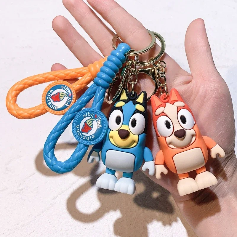 Cartoon Bluey Keychain Bingo PVC Model Dolls Keychain Car Keyring Decoration Backpack Pendant Children Birthay Gift