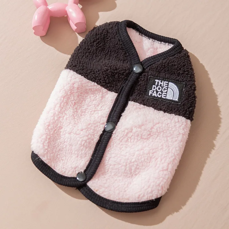 رسالة مطرزة الكلب الملابس الدافئة تيدي قطعتين الصوف دعوى المالطية الشتاء سترة جرو أكمام زر متابعة الملابس