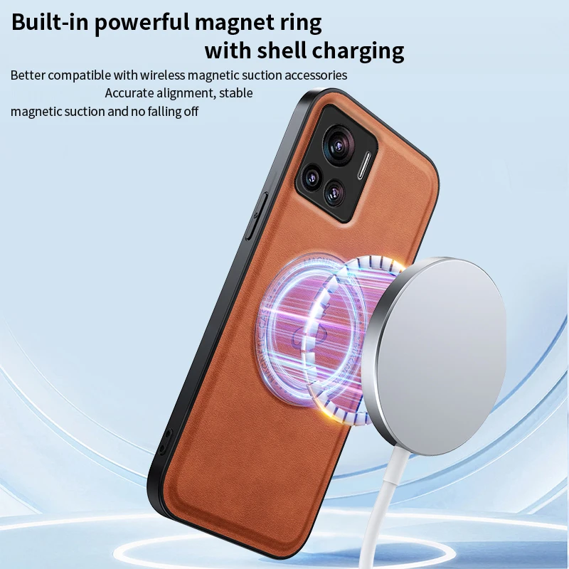 Protect Wireless Charging For MOTO Edge 50 Ultra 70 60S 40 Neo 20 Lite 30 Pro 60 Fusion Leather Phone Case Cover Magnetic Cases view 4