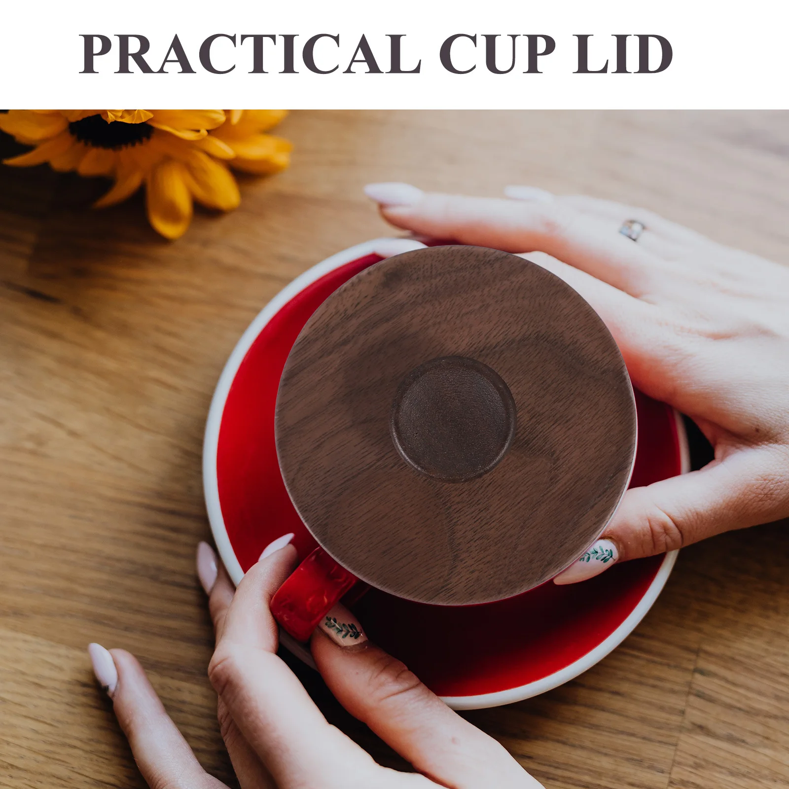 

Walnut Wood Cup Lid Reusable Sealing Cover For Coffee Tea Mug Replacement Universal Fit Kitchen Office Home Supplies