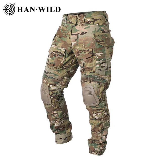 HAN WILD ulepszona wersja G3 spodnie bojowe + podkładki spodnie do wędrówek pieszych Safari Airsoft Camo spodnie taktyczne Gen3