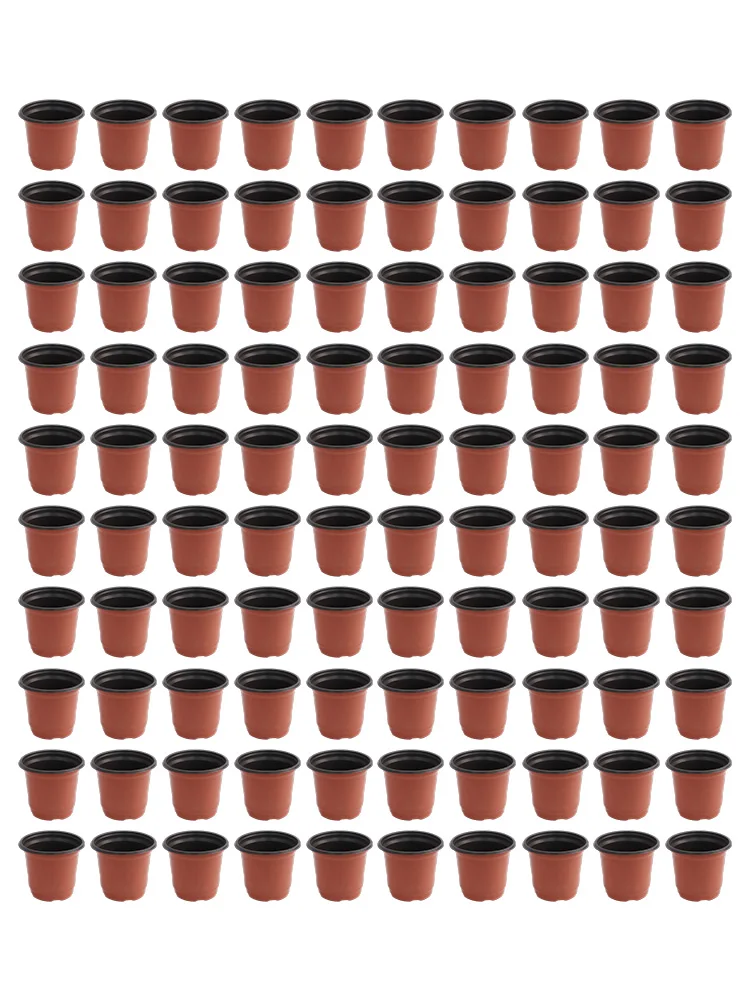 100 Pieces Two Tone Plastic Plant Pots Red Black Flexible Transplant Container For Herbs Cuttings Young Plants Greenhouse Growin