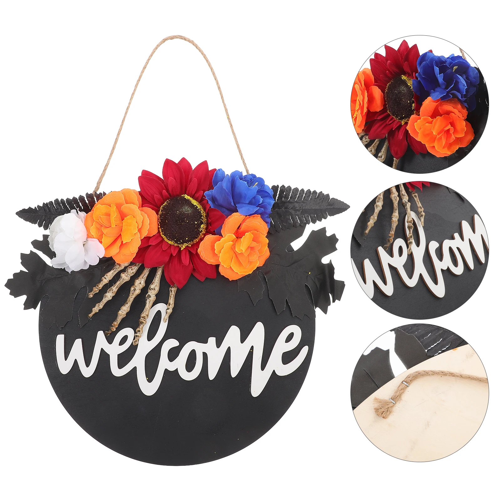 

Wood Halloween Door Sign Front Door Hanging Decor Ornament For Home Garden Office Restaurant Welcome Skull Hand