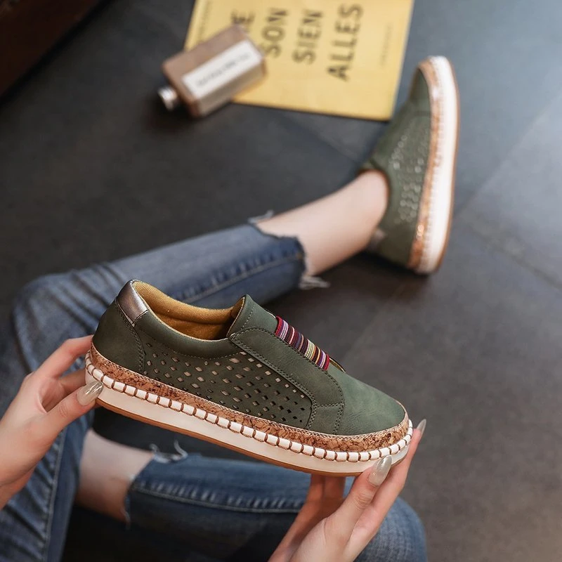 New Women's Sneakers Autumn Vulcanized Shoes Hollow Out Casual  Ladies Shoes Slip on Fashion Elastic Breathable Female Footwear