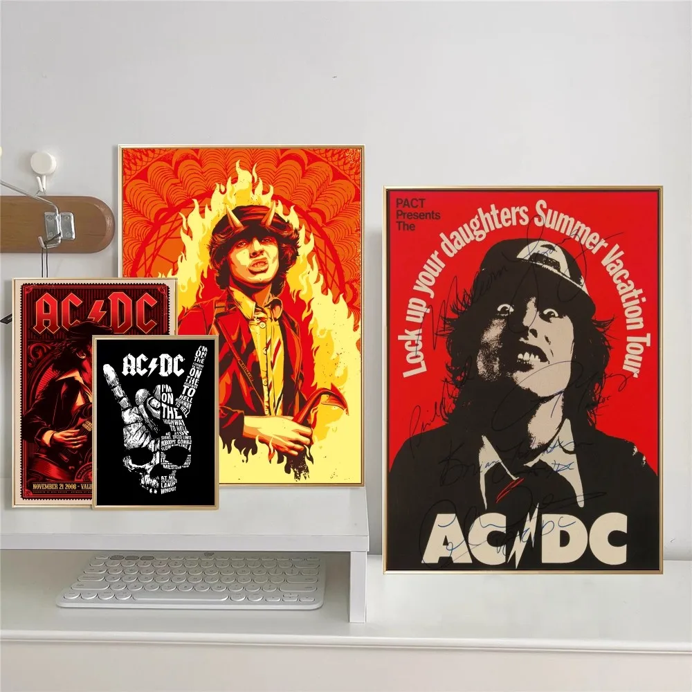 Rock Singer A-AC D-DC Band Classic Vintage Posters Decoracion Painting Wall Art White Kraft Paper Kawaii Room Decor