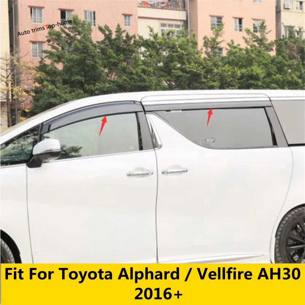 

Car Window Visor Awnings Wind Rain Sun Deflector Guard Vent Cover Trim Accessories For Toyota Alphard Vellfire AH30 2016 - 2019