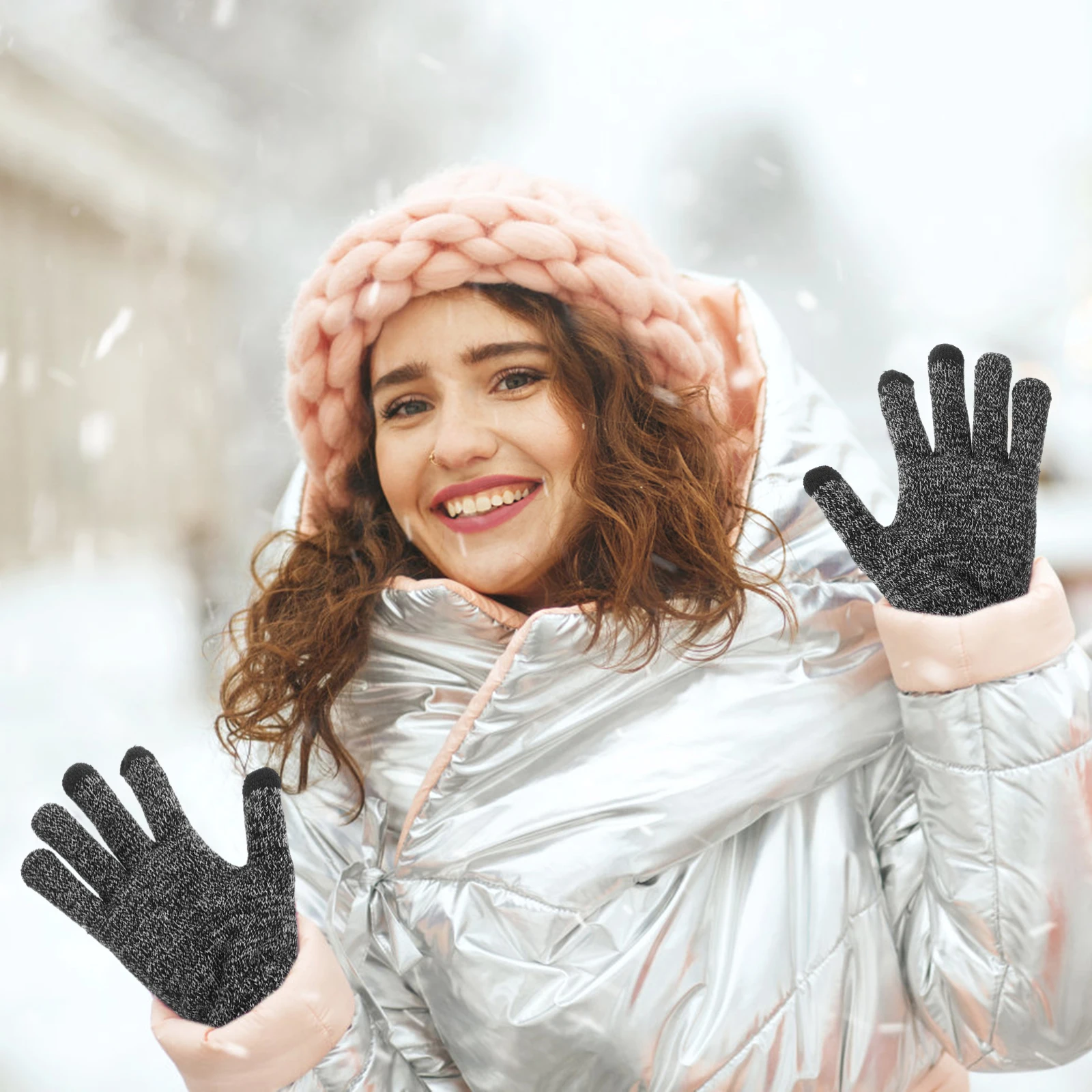 

Thermal Touchscreen Gloves Winter Men Knitting Biking Outdoor G1202 Gray Warm Shockproof Gloves Skiing Hunting Cycling