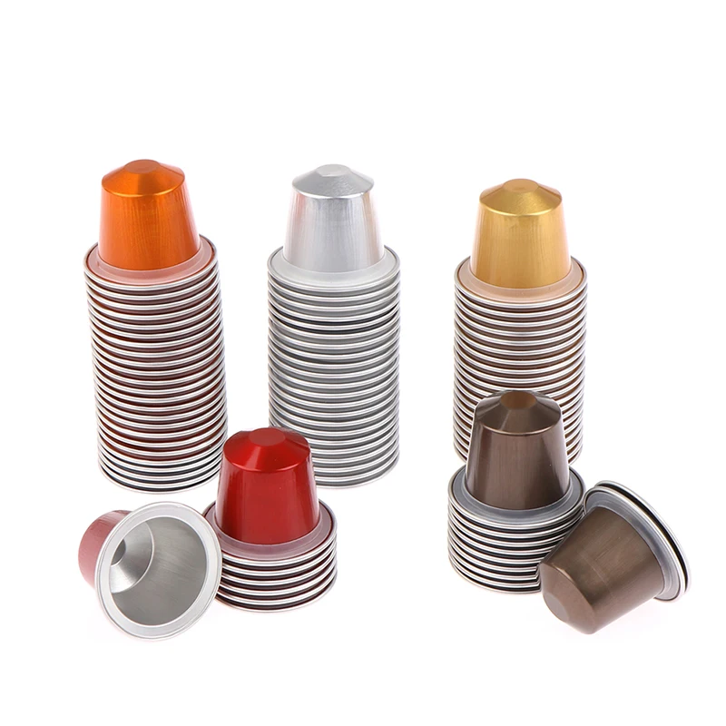 10Pcs 37MM Refillable Food-grade PP Coffee Capsules Cup With Rubber Ring and Sealing Sticker for Nespresso Machine