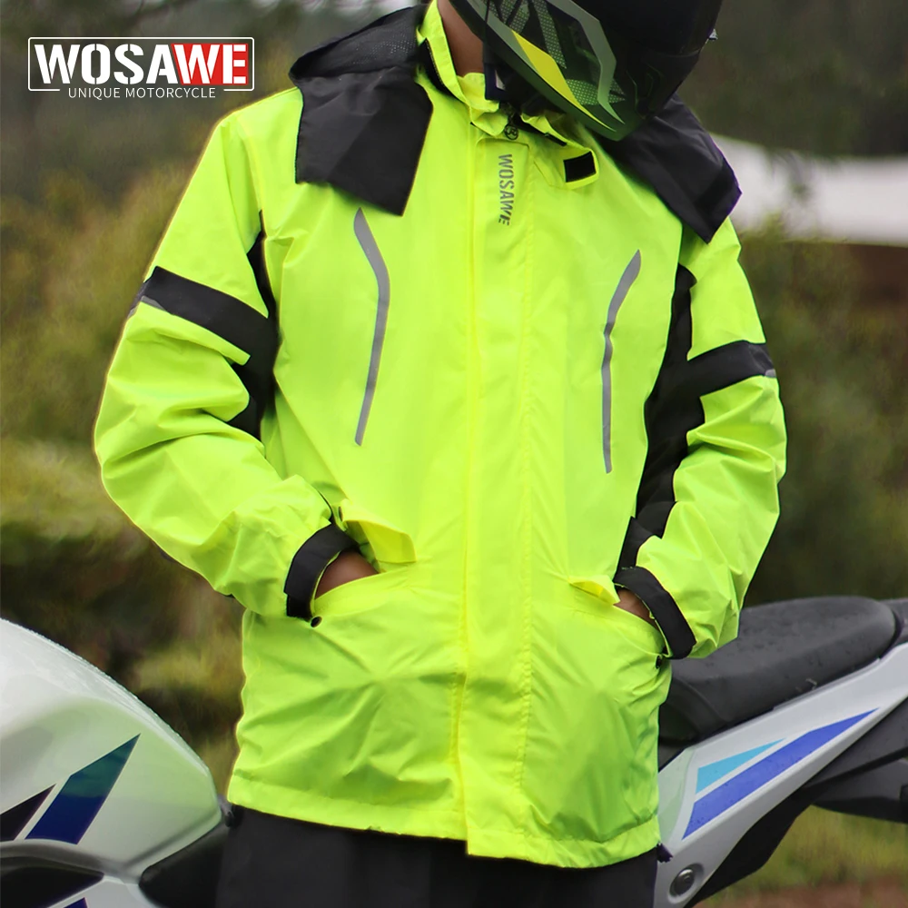 

WOSAWE Motorcycle Raincoat Rider Waterproof Jacket Outdoor Sprot Cycling Fishing Hiking Rain Coat Rainstorm Prevention Jacket