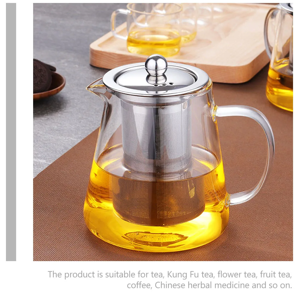 

High Grade Transparent Tea Pot Glass Kettle with Infuser Easy Clean for Home Tea Coffee Herbal Household Glass Teapot