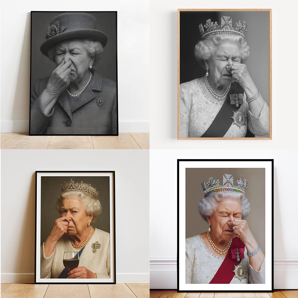 

Funny Bathroom Wall Art Poster Vintage Queen Portrait Prints Amusing Toilet Humor Decor Funny Bar Decoration Canvas Painting