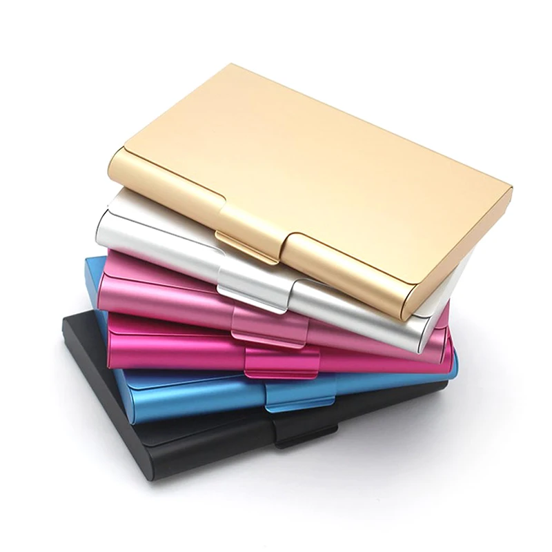 ۞ 1pc Men Business Card Case Aluminum Alloy Credit Card Holder Metal ID Cards Box Cover Women Credit Business Card Holder Case