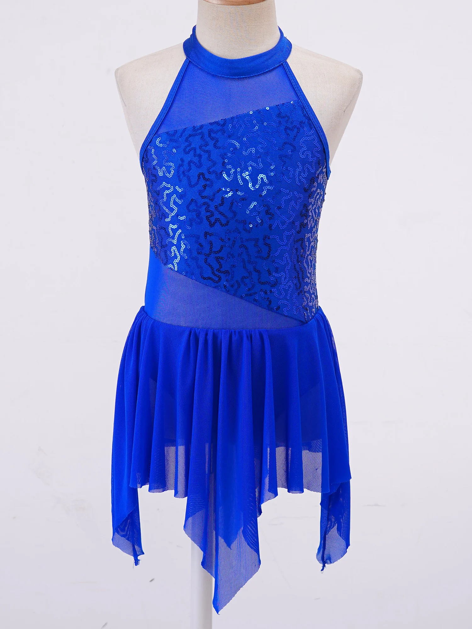 Robe de danse de ballet avec paillettes pour filles, justaucorps à dos découpé pour enfants, danse de salon contemporaine moderne lyrique