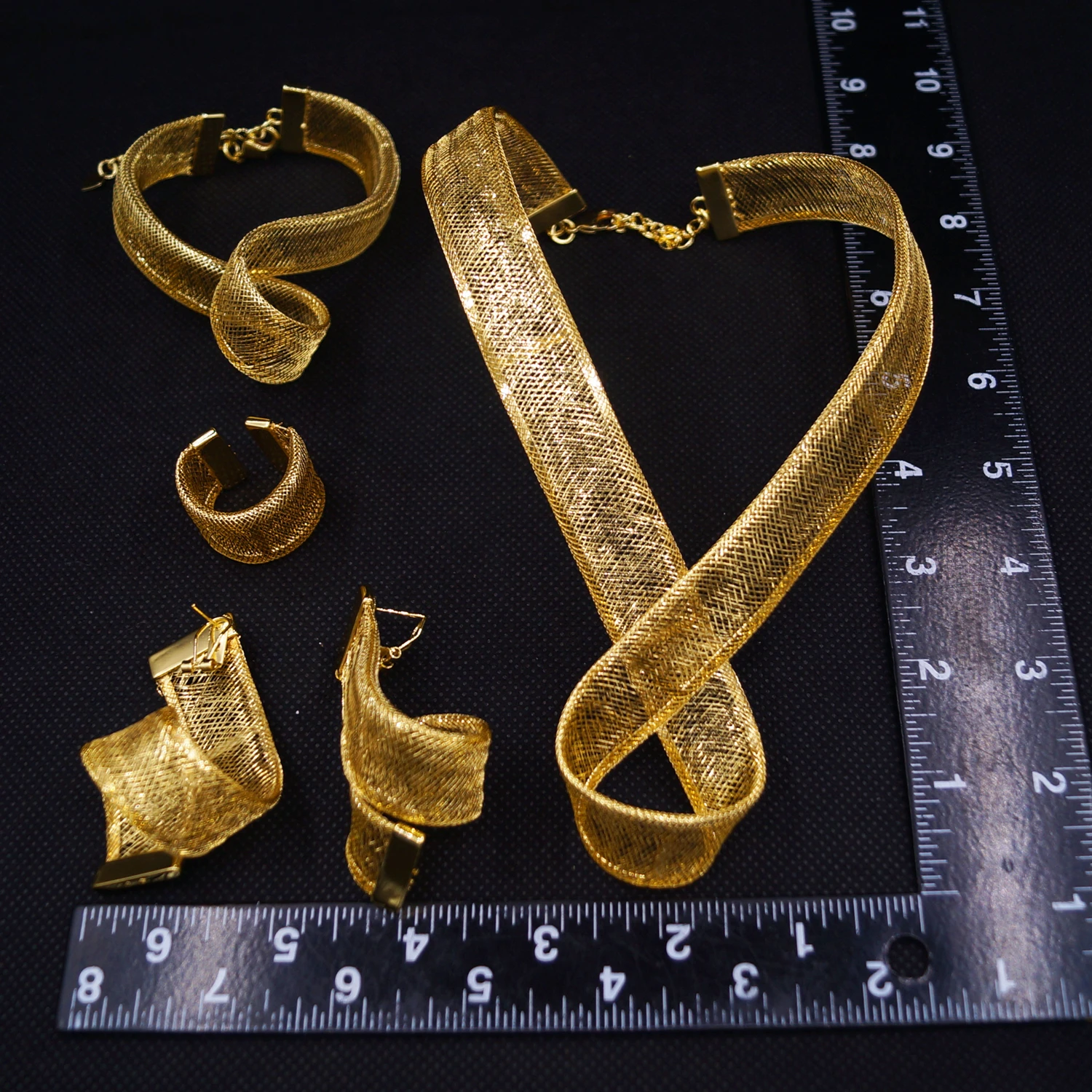 Yulaili Nigerian Bridal Jewelry Set 24K gold plated mesh chain simple generous ladies party engagement party delicate bracelet r