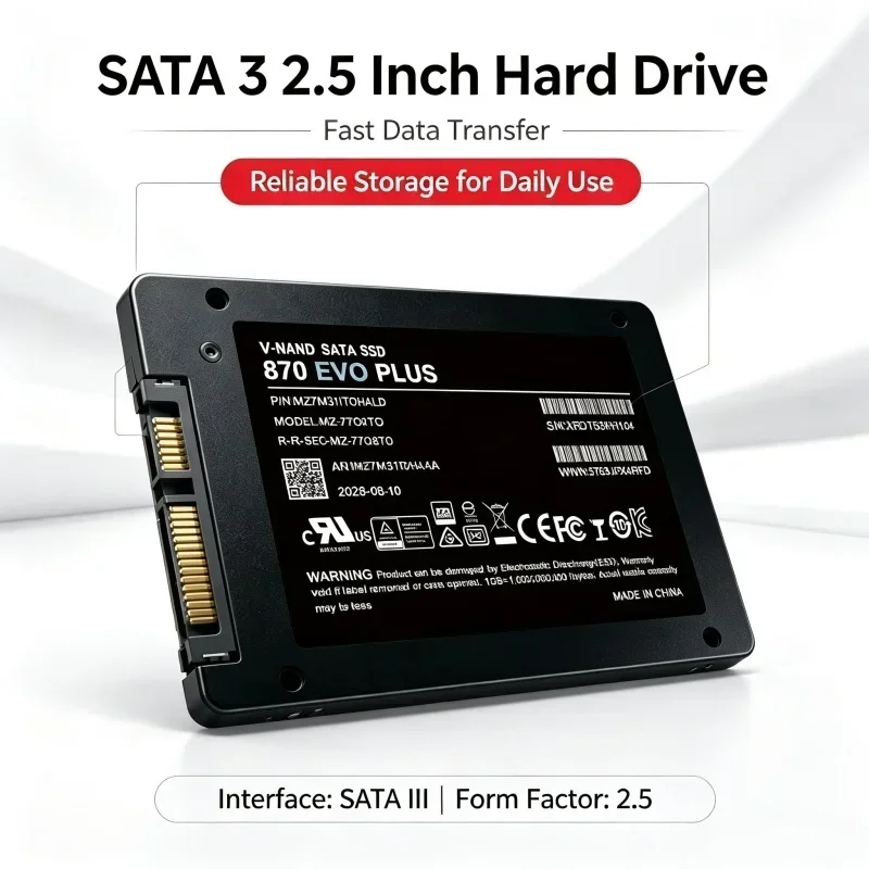 870 EVO Plus 2.5 Inch SATA3 Builtin SSD Solid State Drive 500GB 1TB 2TB 4TB Fast Read Write for Desktop Laptop Micro PC