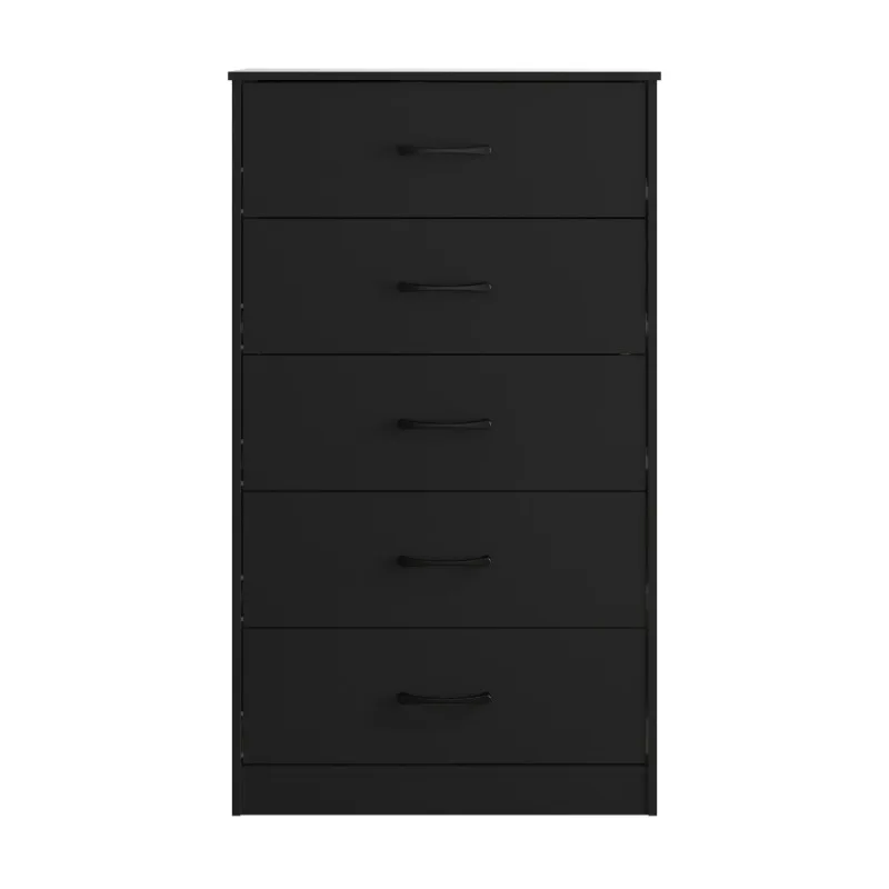 5 Drawer Dresser, Black,Ultra-fast, frustration-free, easy assembly,Assembly required,47.75H x 27.75W x 16.5D