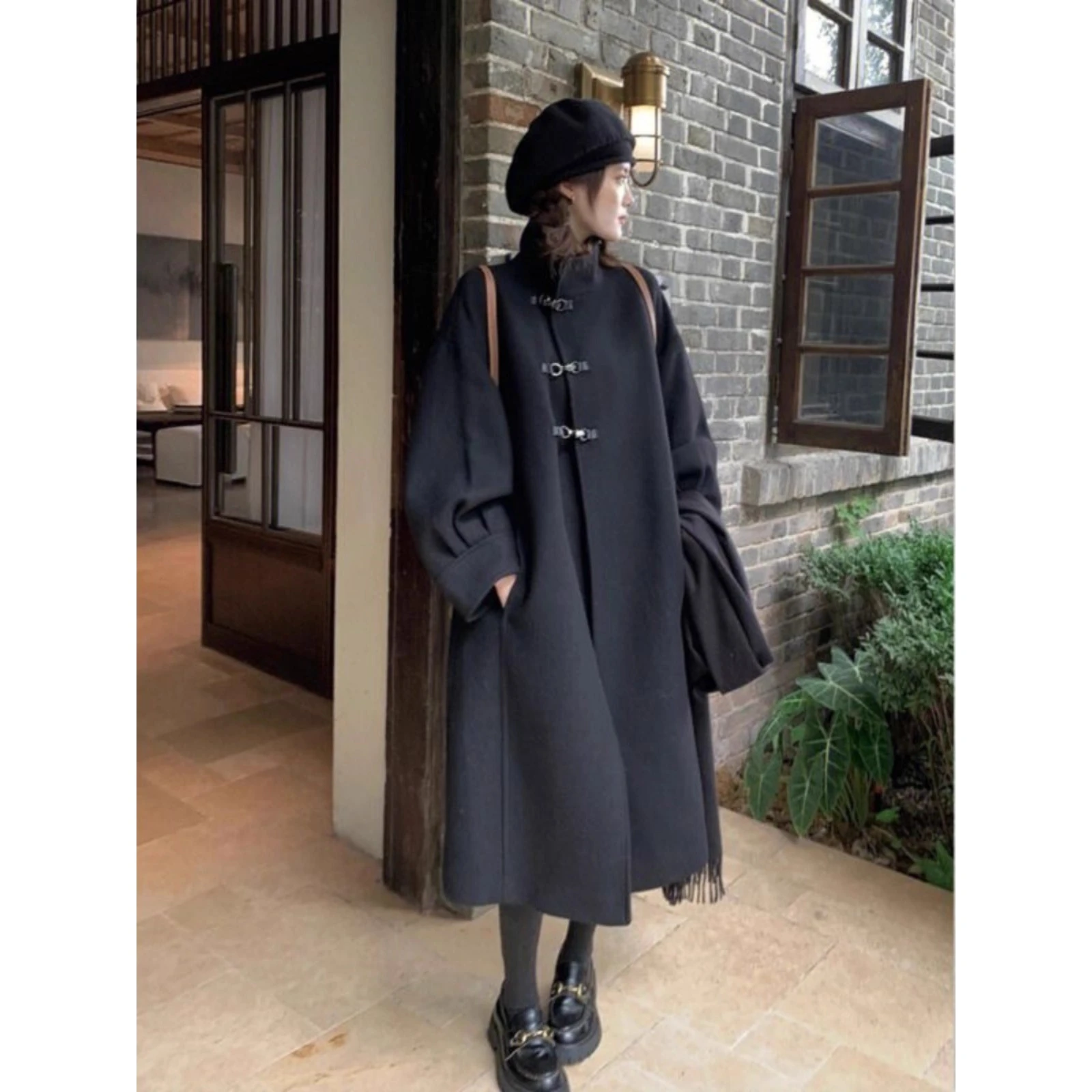 

Мужское двустороннее бархатное пальто Extra Large 300 Pou, осенне-зимнее, в стиле Хепберн, средней длины, шерстяное, с пуговицами из рога