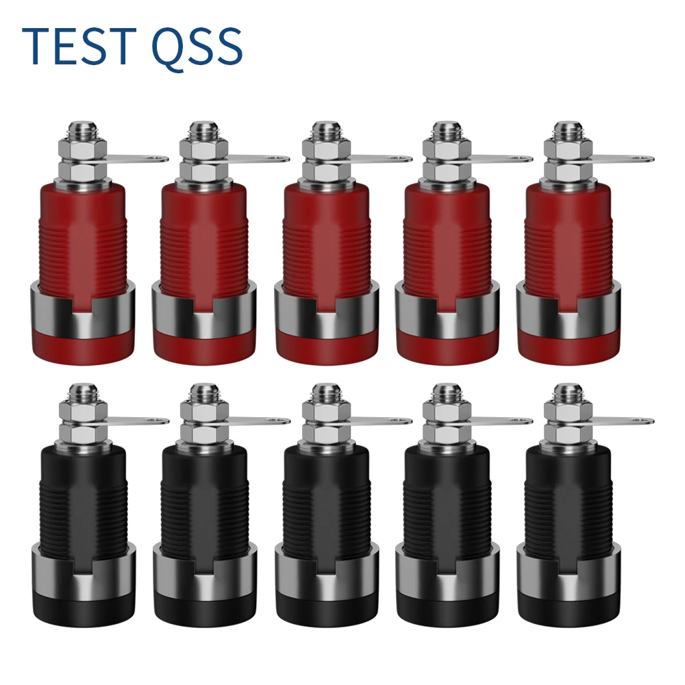 QSS 10PCS 4MM Banana Socket Binding Post Nut Banana Plug Jack Electrical Connector Terminal Test Hole DIY Parts Q.40018