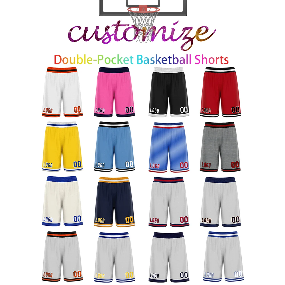 

Professional Basketball Shorts Personalized Free Custom Clothes Print Number Name Team Tracksuit Women Men Big Size Gray Blue