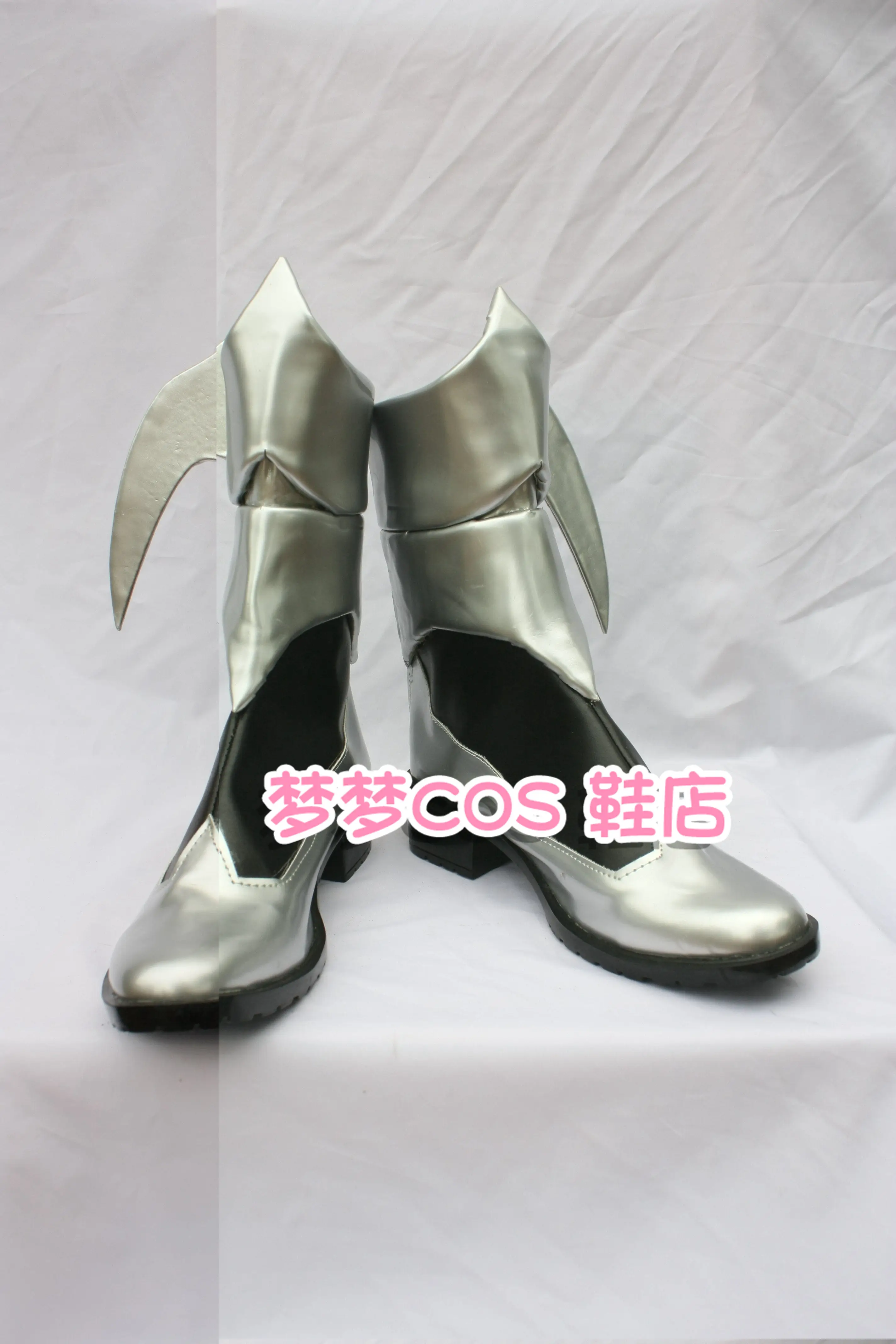 Anime Kingdom Hearts: Birth by Sleep Aqua Cosplay Shoes Silvery Short PU Leather Flat Sole Boots For Halloween Carnival