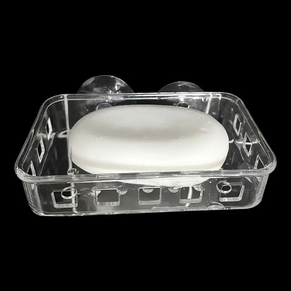 Transparent Suction Cup Soap Dish Reusable Keep Soap Dry Soap Drying Rack No-Drilling Waterproof Sponge Rack Gym