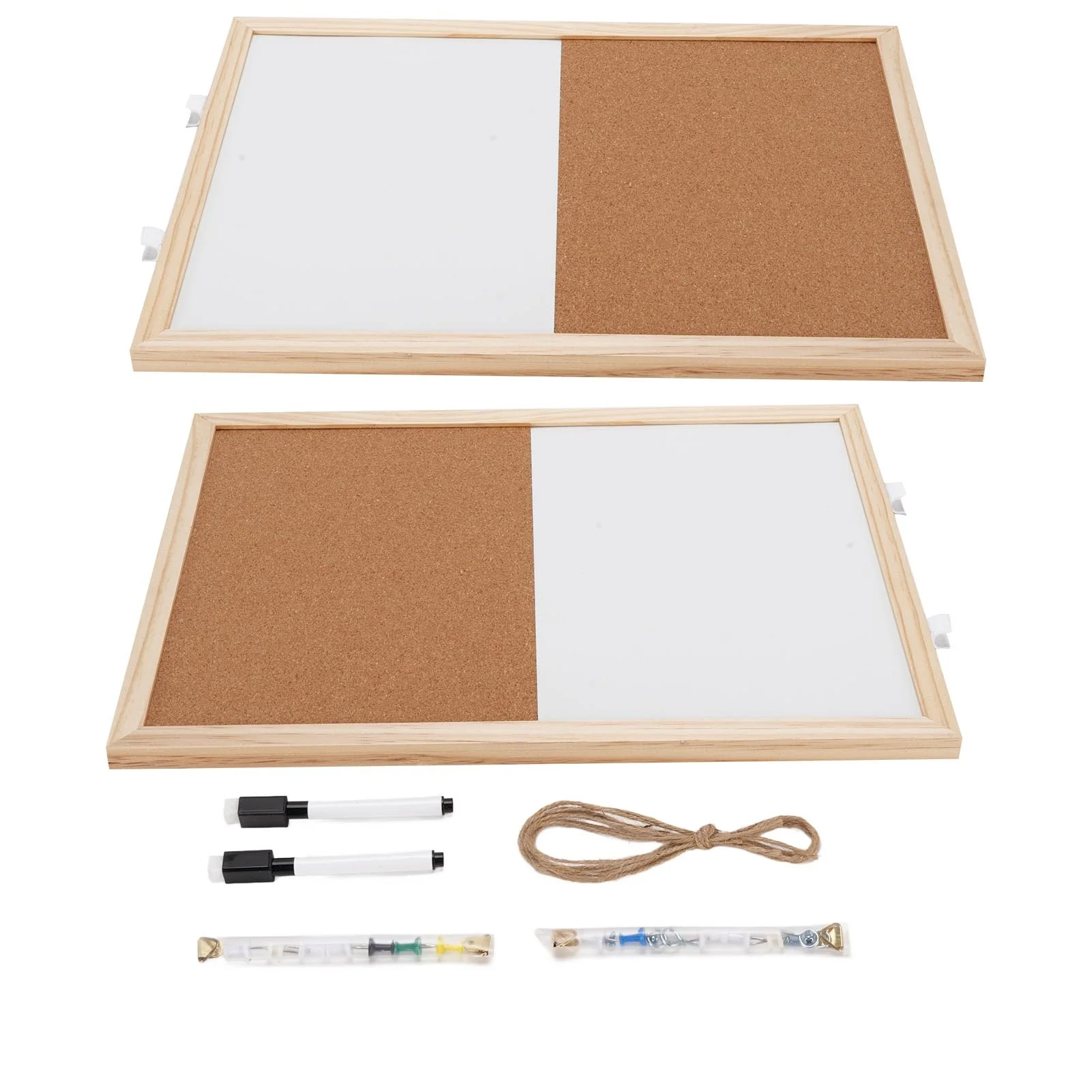2PCS Corkboard Whiteboard Combo Magnetic Dry Erase Board and Cork Display Board for Home School Office 30x40cm