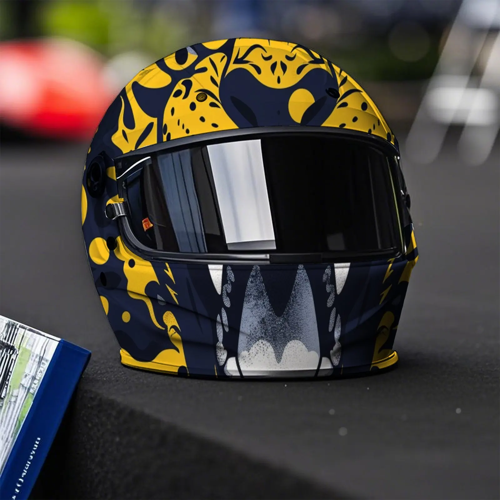 Autocollant d'enveloppe de casque complet imprimé artistique panthère vif, autocollant graphique de course pour casque de moto, autocollant décoratif en vinyle pour casque