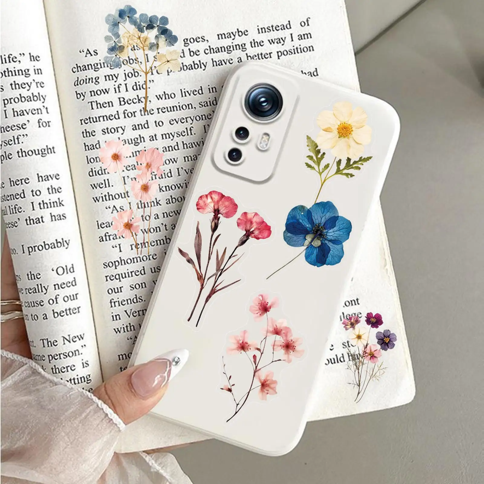Floral Stickers for Students 50 Pieces PET Assorted Floral Stickers Students Stationery for Boys Girls Teens Children