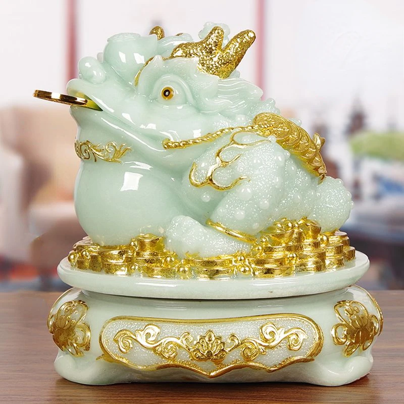 

Feng Shui Fortune Golden Toad Ornament Three-legged Cicada Shop Toad Office Company Opening Gift Living Room