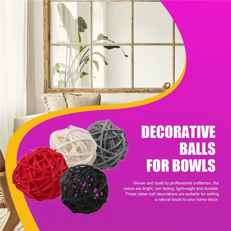 NEW HOT In Stock-2 Inch Rattan Balls Decorative For Home Decor DIY Filler Ornament Wedding Table Decoration(Black, Grey, Red, Wh