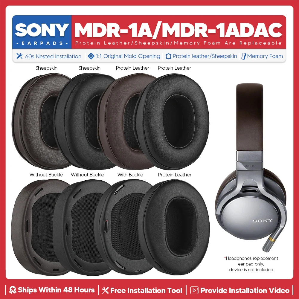 Almohadillas de repuesto para auriculares Sony MDR 1A MDR 1ADAC, piezas de reparación, espuma viscoelástica