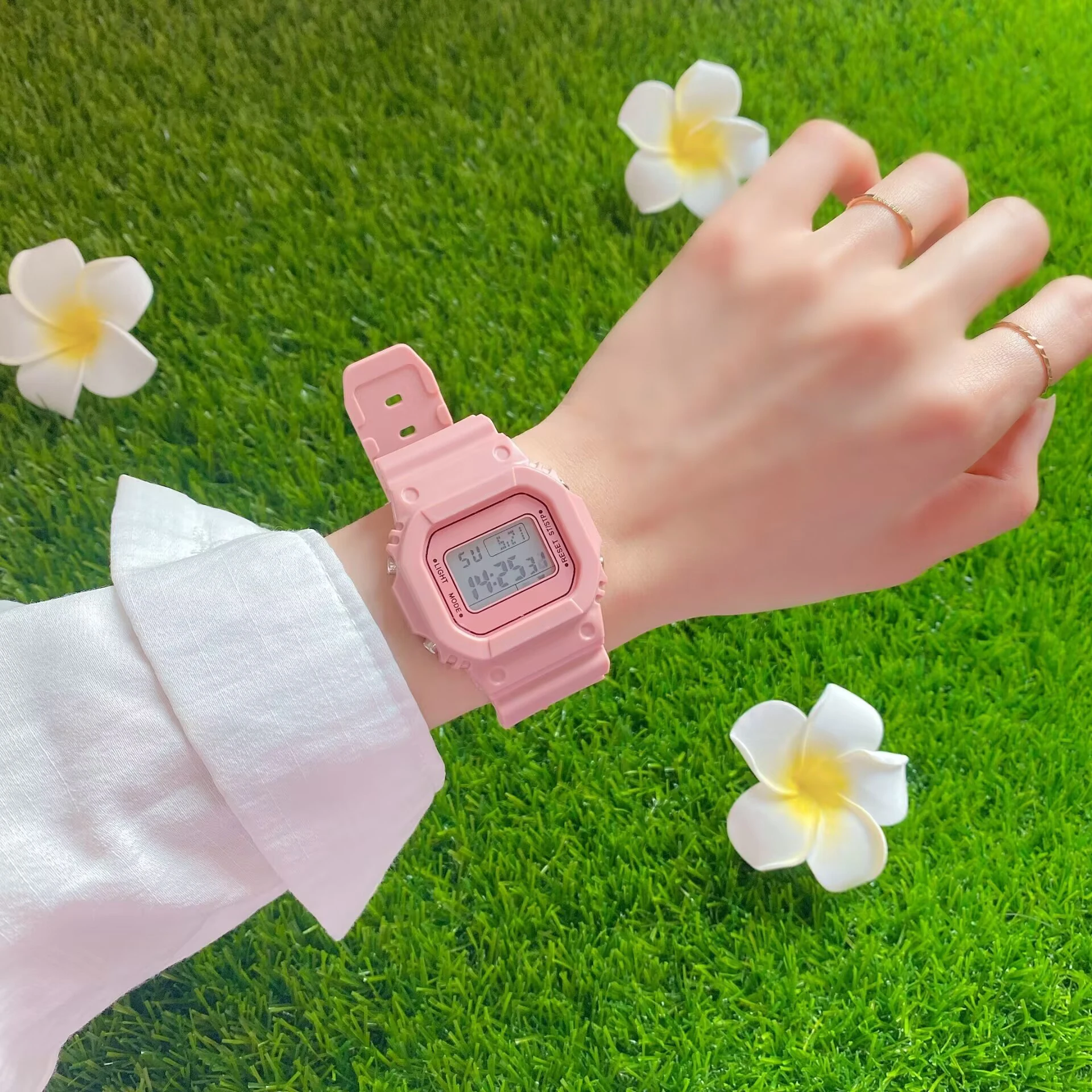 Montres électroniques pour femmes et hommes, or rose, bracelet en silicone, robe transparente, montre-bracelet numérique LED, horloge de sport