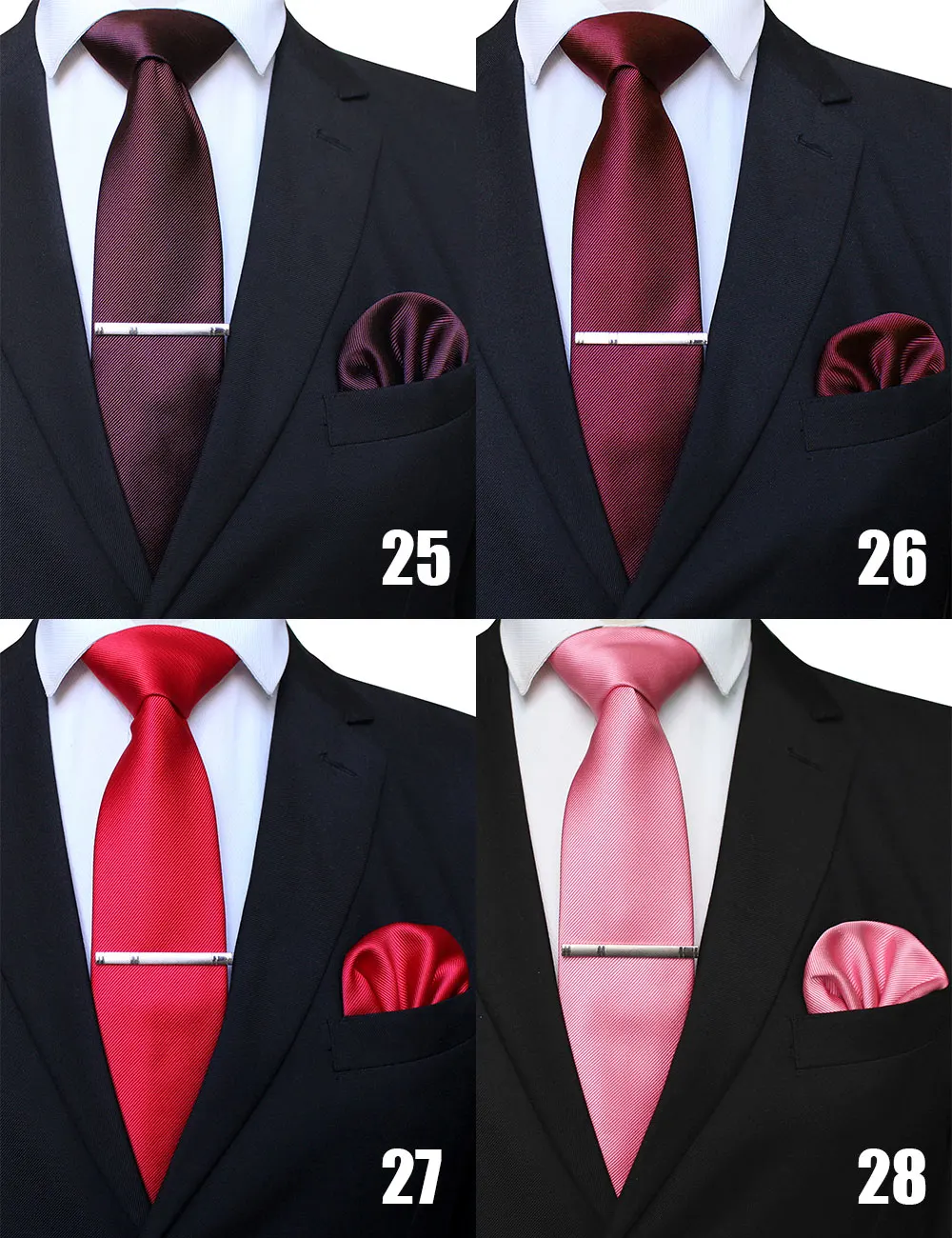 EASTEPIC 8 cm klassische graue Twill-Krawatten für Herren, Anzüge, Krawatten-Set, Clip, Taschentuch, Herren-Accessoire, Hochzeit, Party – Detail 10