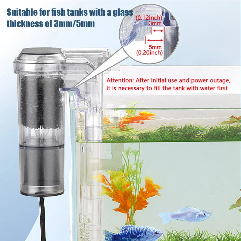 1 x neuer Hängefilter für Aquarien, Mini-Filter, USB, 2,5 W, 250 H/L, geeignet für Aquarien unter 30 cm, Aquarien – Detail 2