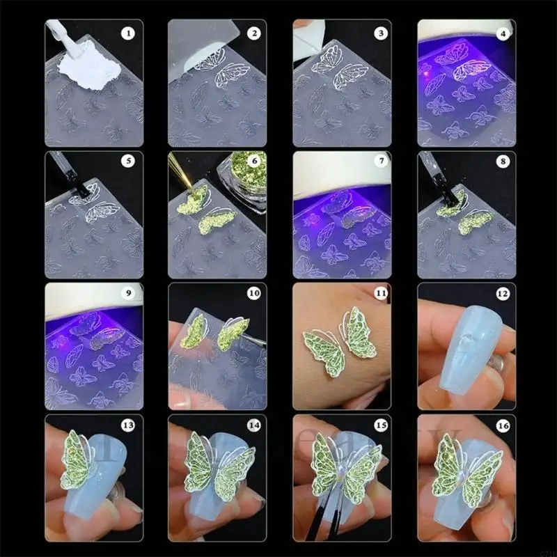 Beautiful Art Silicone Mold Assort Designs Art Tools Carving Mold for Manicure Professional Nailing Accessory