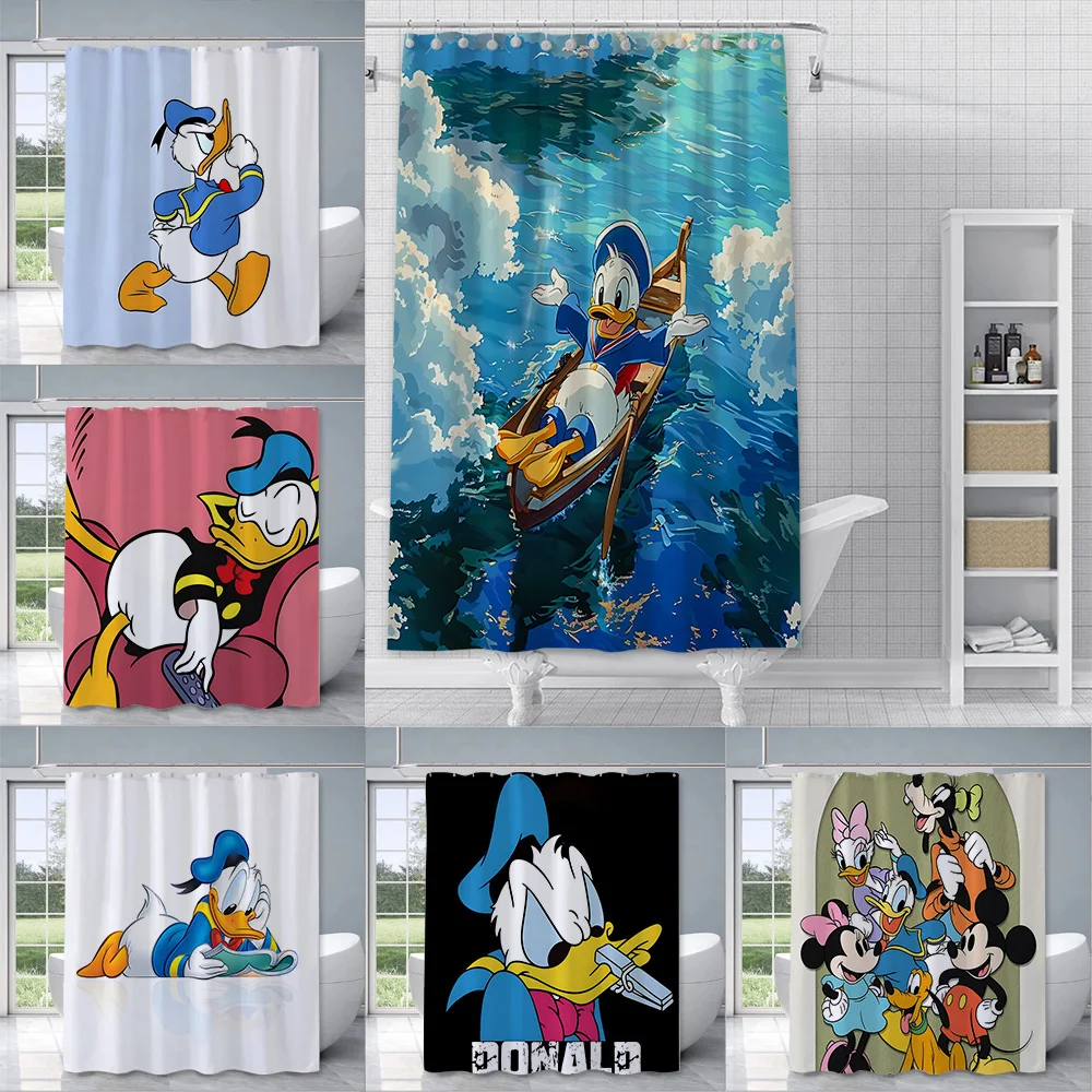 

Cute D-Donald Duck Shower Curtain Waterproof Polyester Fabric Paint Colorful Bath Curtains Home Bathroom Decor Curtain With Hook