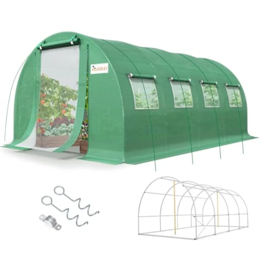 

KING BIRD Premium 20x10x6.6FT Greenhouse for Outdoors Large Walk-in Upgraded Galvanized Metal Frame Mesh Door Screen Window Imp