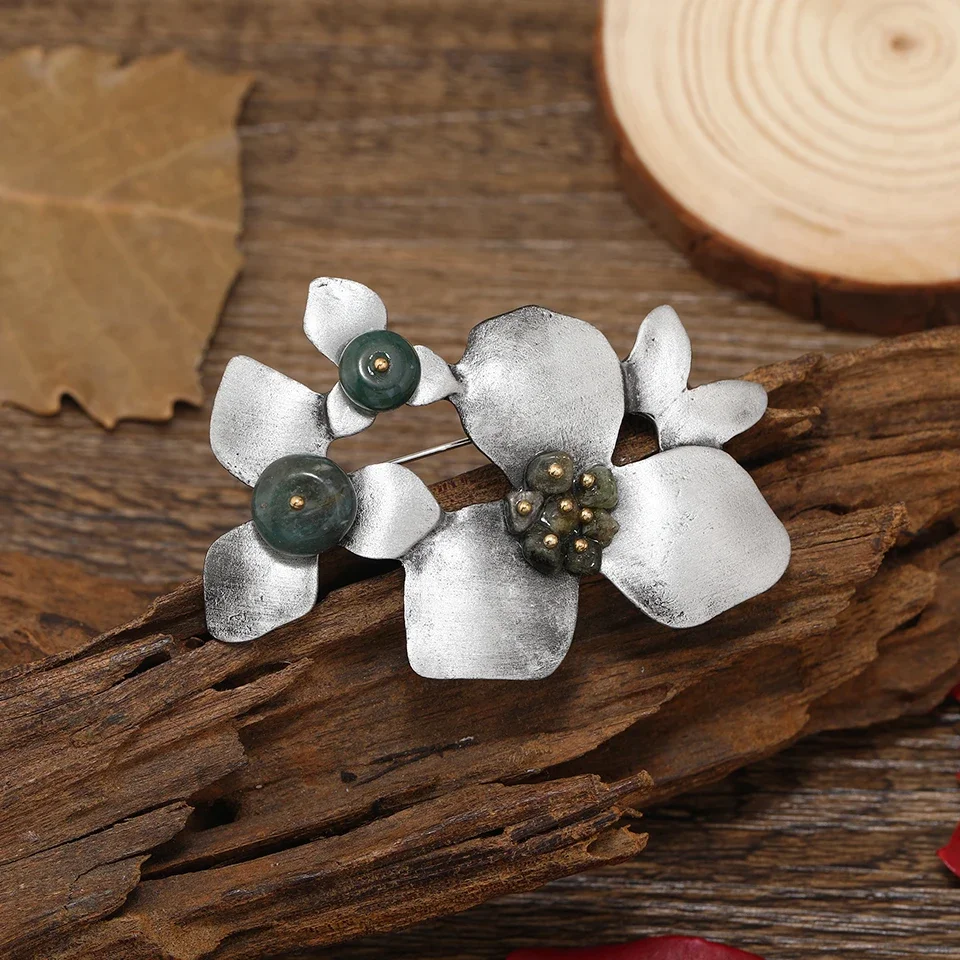 Muylinda Big Stone Vintage Natural Brooches for Women Large Flower Brooch Suit Dress Pin Fashion Jewelry Party Pins Accessories