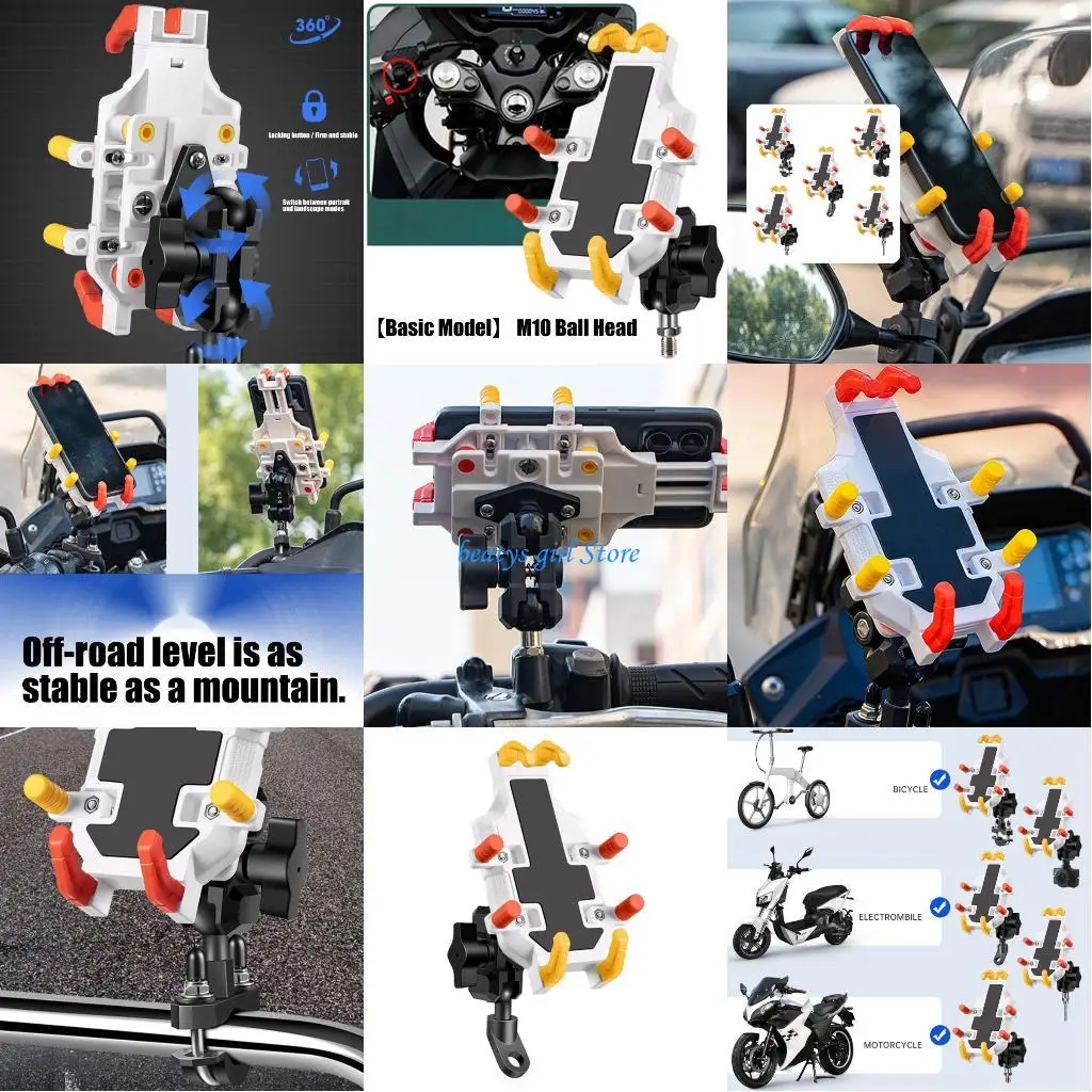 

C7AB Secure Grips Phone Holder for Motorcycle Bike with 360 Rotation Adjustable Mount