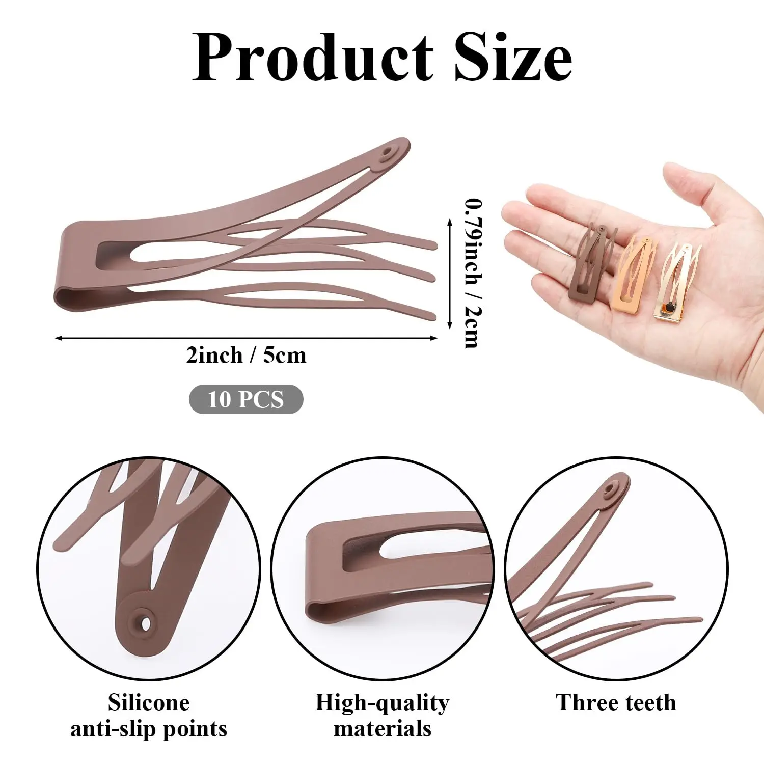 10 Pcs Double Grip Hair Clips, Sightor Metal Snap Hair Clips Hair Barrettes for Women Hair Making Salon Supplies Hair Accessorie view 4