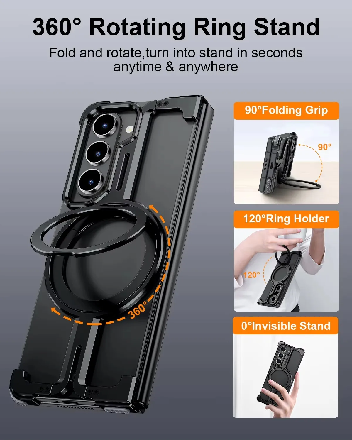 Metal Magsafe Phone Case for Samsung Galaxy Z Fold 5 6 Aluminum Alloy 360 ° Rotating Bracket Shockproof Cover for Galaxy Z Fold6 - Image 3
