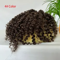 Mens Toupee Curly Human Hair Wigs Replacement Full Swiss Lace Toupee Hair Piece For Black Men's wig 10X8inch Brown #4 Color