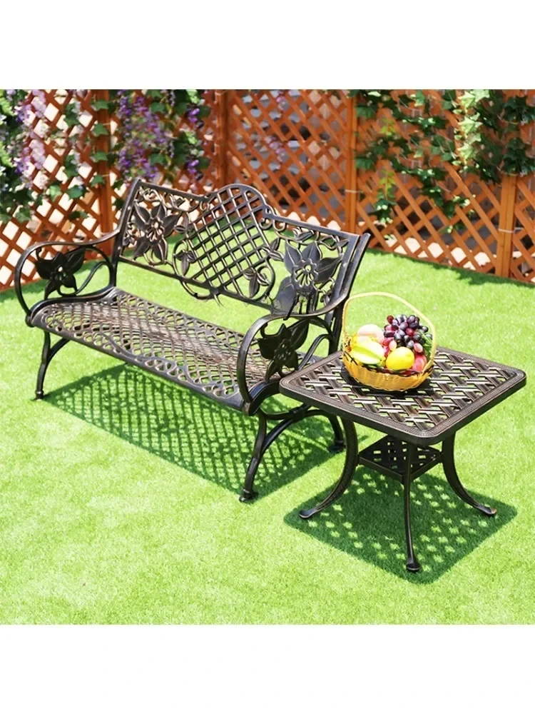 Outdoor Park Chair Armchair Rest Bench Courtyard Garden Square Cast Aluminum Seat Three-Person Anti-Corrosion Long Chair